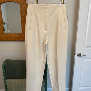 Zara Cream High-Waisted Trousers - S